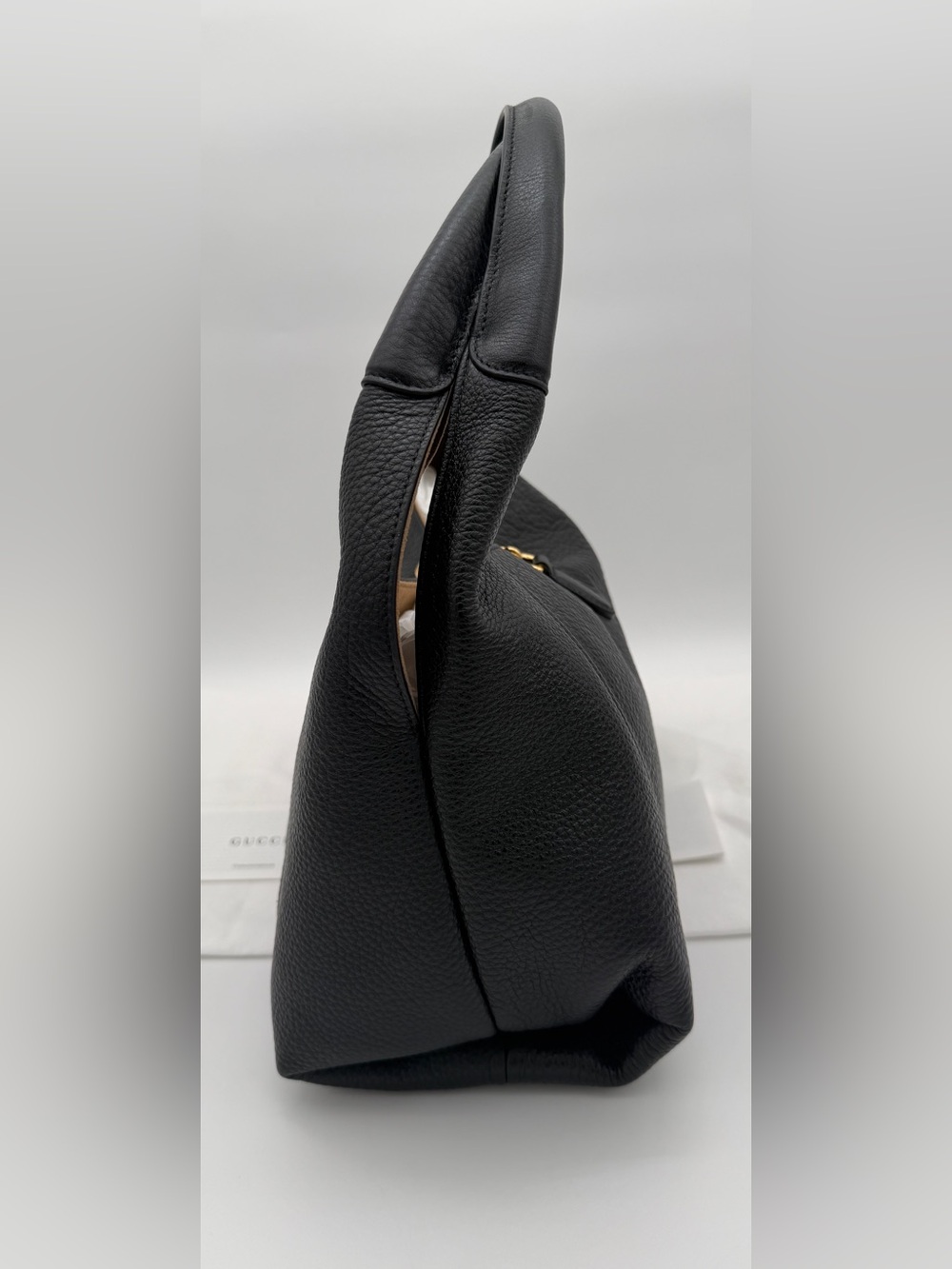 NEW GUCCI $2900 SOFTBIT MEDIUM GRAINY LEATHER BLACK TOTE BAG AUTHENTIC - Picture 8 of 16